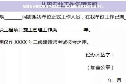 解析银行贷款申请所需材料，收入证明及其他必要文件?✨