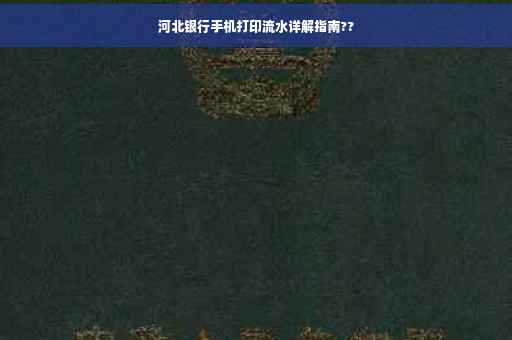 河北银行手机打印流水详解指南??