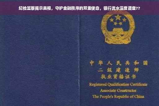 纪检监察揭示真相，守护金融秩序的双重使命，银行流水深度调查??