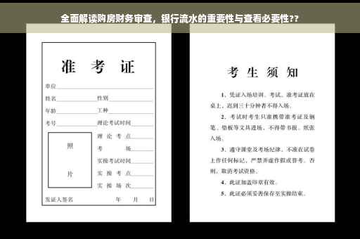 全面解读购房财务审查，银行流水的重要性与查看必要性??