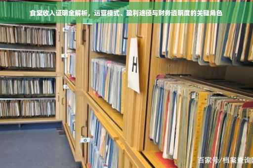 食堂收入证明全解析，运营模式、盈利途径与财务透明度的关键角色