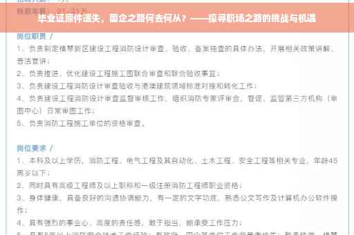 毕业证原件遗失，国企之路何去何从？——探寻职场之路的挑战与机遇