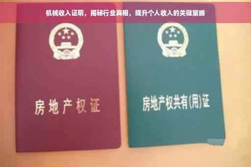 机械收入证明，揭秘行业真相，提升个人收入的关键策略