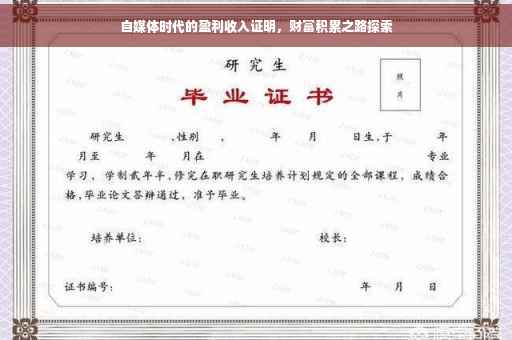 自媒体时代的盈利收入证明，财富积累之路探索