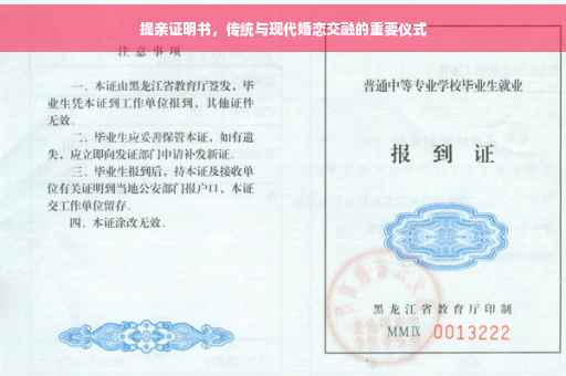 提亲证明书，传统与现代婚恋交融的重要仪式