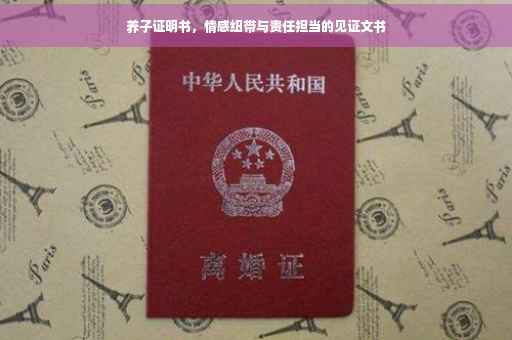 养子证明书，情感纽带与责任担当的见证文书
