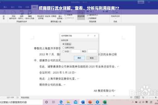 招商银行流水详解，查看、分析与利用指南??