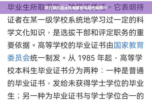 农行银行流水账单解析与操作指南??