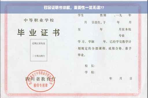 召回证明书详解，重要性一览无遗??