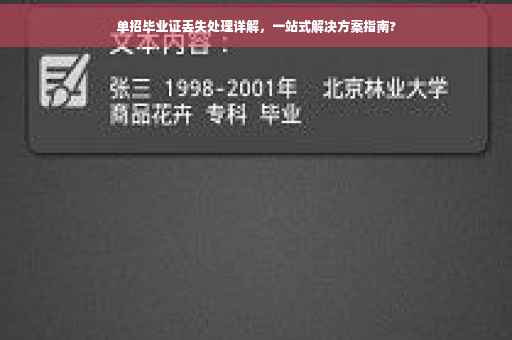 单招毕业证丢失处理详解，一站式解决方案指南?