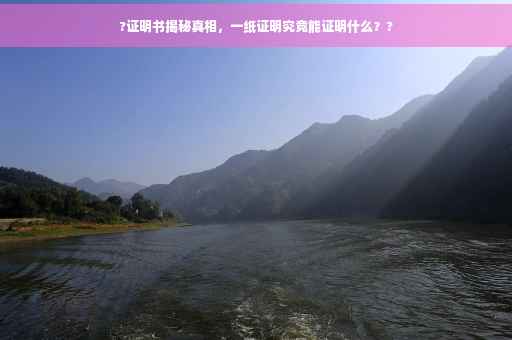 ?证明书揭秘真相，一纸证明究竟能证明什么？?