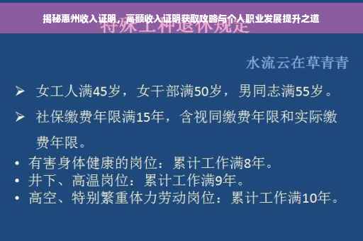 揭秘惠州收入证明，高额收入证明获取攻略与个人职业发展提升之道