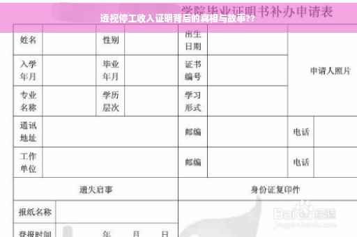 透视停工收入证明背后的真相与故事??