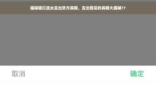 揭秘银行流水支出贷方真相，支出背后的真相大揭秘??