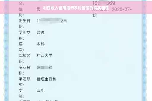 村民收入证明揭示农村经济的真实面貌