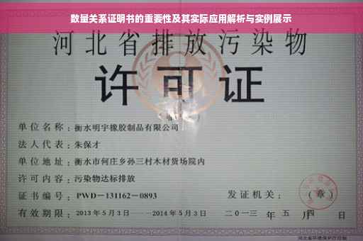 数量关系证明书的重要性及其实际应用解析与实例展示