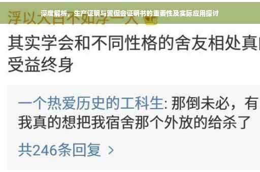 深度解析，生产证明与贸促会证明书的重要性及实际应用探讨