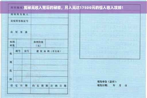 揭秘高收入背后的秘密，月入高达17500元的惊人收入攻略！