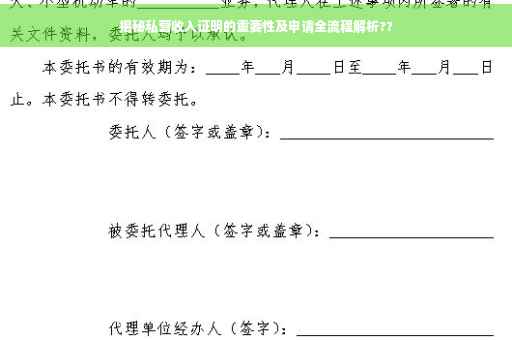 揭秘私营收入证明的重要性及申请全流程解析??