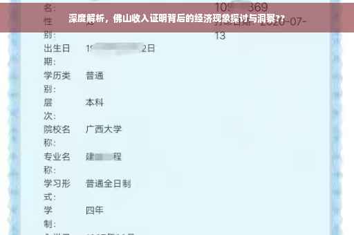 深度解析，佛山收入证明背后的经济现象探讨与洞察??