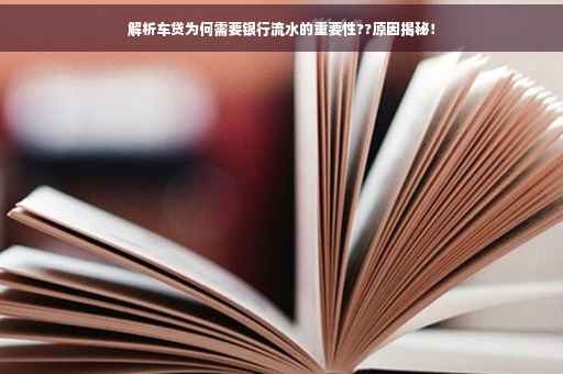 解析车贷为何需要银行流水的重要性??原因揭秘！