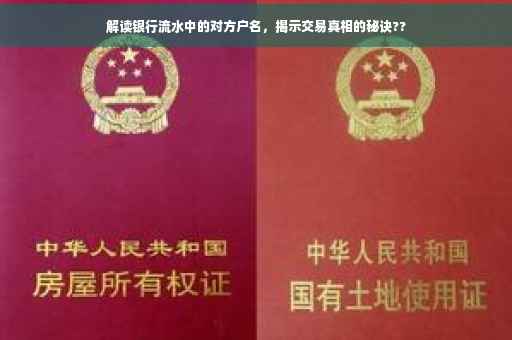 解读银行流水中的对方户名，揭示交易真相的秘诀??
