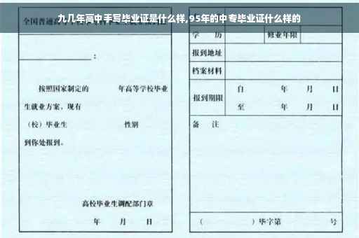 九几年高中手写毕业证是什么样,95年的中专毕业证什么样的