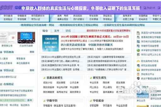 中级收入群体的真实生活与心境探索，中等收入证明下的生活写照