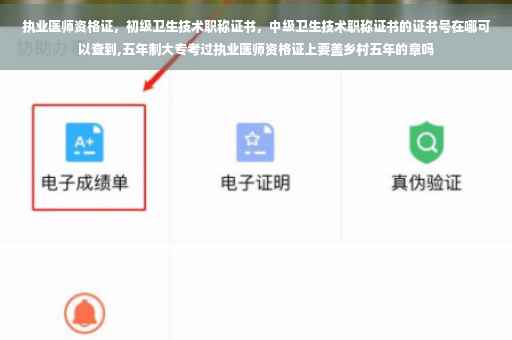 执业医师资格证，初级卫生技术职称证书，中级卫生技术职称证书的证书号在哪可以查到,五年制大专考过执业医师资格证上要盖乡村五年的章吗