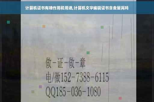 计算机证书有啥作用和用途,计算机文字编辑证书含金量高吗