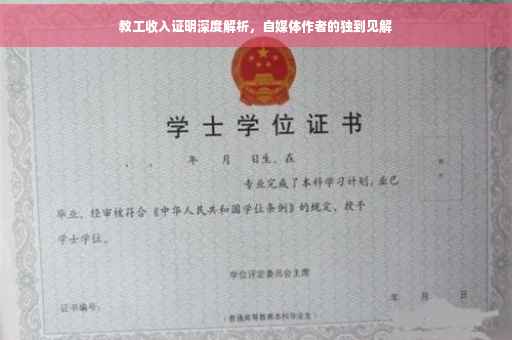 教工收入证明深度解析，自媒体作者的独到见解