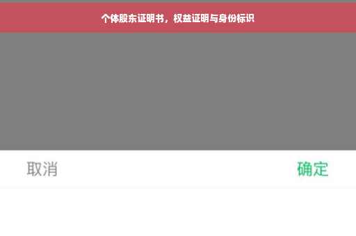 个体股东证明书，权益证明与身份标识