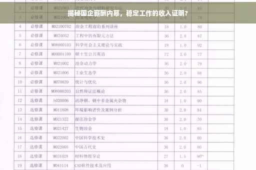 揭秘国企薪酬内幕，稳定工作的收入证明?