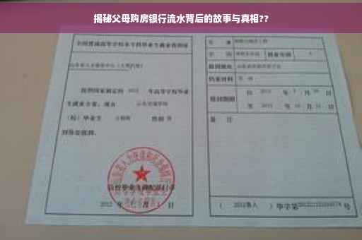 揭秘父母购房银行流水背后的故事与真相??
