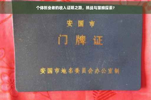 个体创业者的收入证明之路，挑战与策略探索?