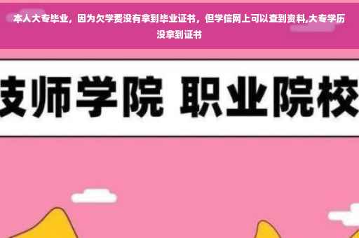 本人大专毕业，因为欠学费没有拿到毕业证书，但学信网上可以查到资料,大专学历没拿到证书