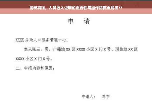 揭秘真相，人员收入证明的重要性与操作指南全解析??