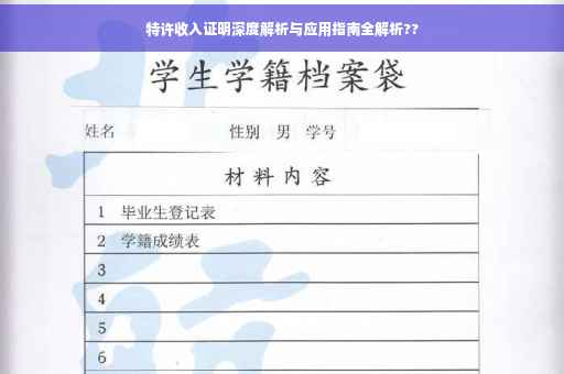 特许收入证明深度解析与应用指南全解析??
