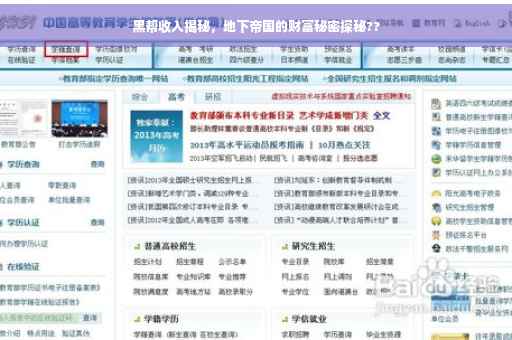 黑帮收入揭秘，地下帝国的财富秘密探秘??