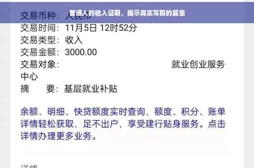 普通人的收入证明，揭示真实写照的篇章