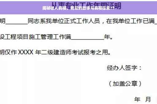 揭秘收入真相，背后的故事与真相探索??