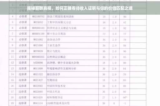 揭秘薪酬真相，如何正确看待收入证明与你的价值匹配之道