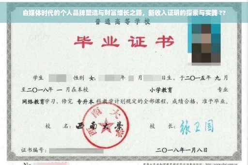 自媒体时代的个人品牌塑造与财富增长之路，新收入证明的探索与实践 ??