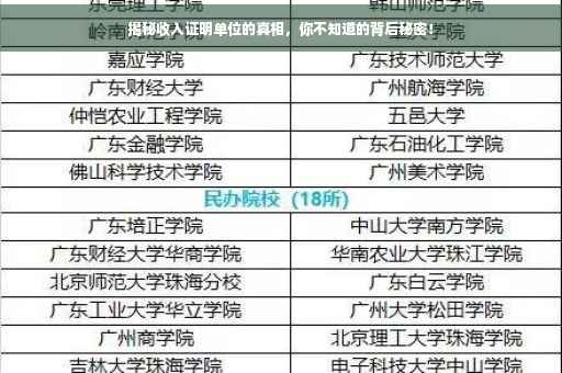 揭秘收入证明单位的真相，你不知道的背后秘密！