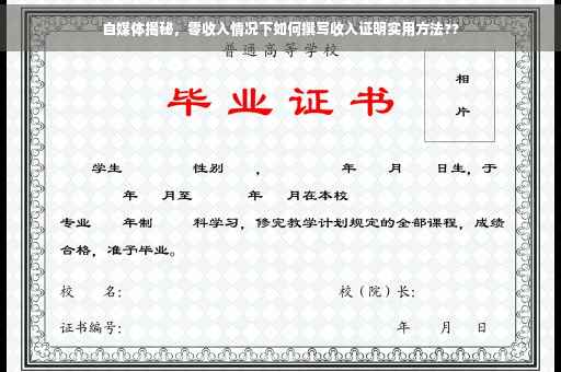 自媒体揭秘，零收入情况下如何撰写收入证明实用方法??