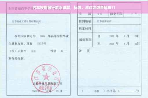 汽车按揭银行流水详解，标准、应对之道全解析??