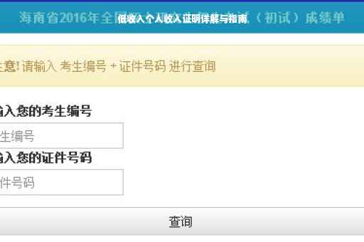 低收入个人收入证明详解与指南