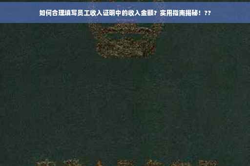 如何合理填写员工收入证明中的收入金额？实用指南揭秘！??