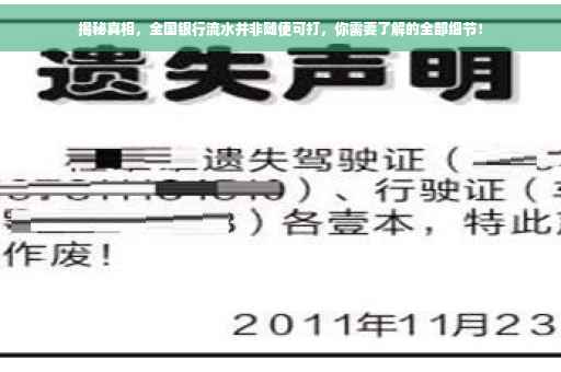 揭秘真相，全国银行流水并非随便可打，你需要了解的全部细节！