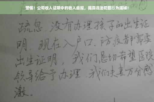 警惕！公司收入证明中的收入虚报，揭露违法犯罪行为揭秘！
